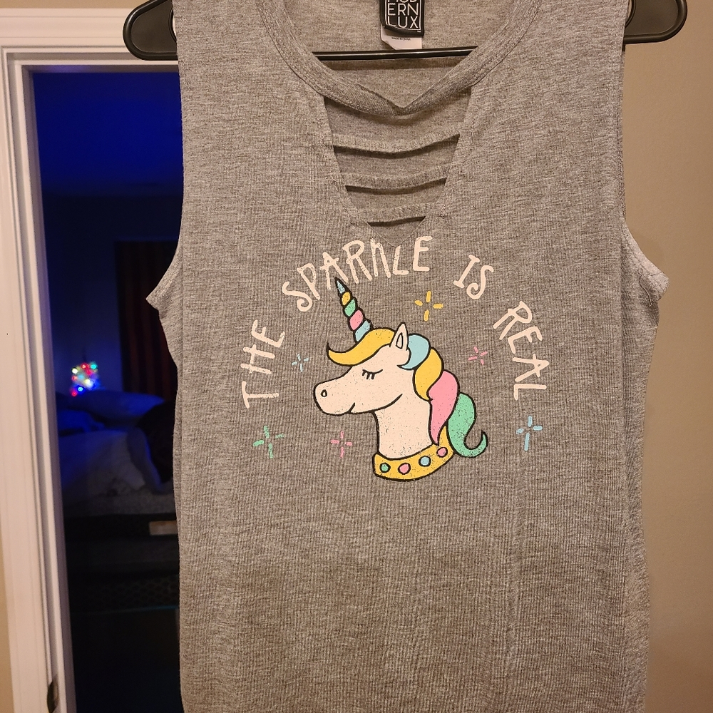 Cute unicorn tank with cuts